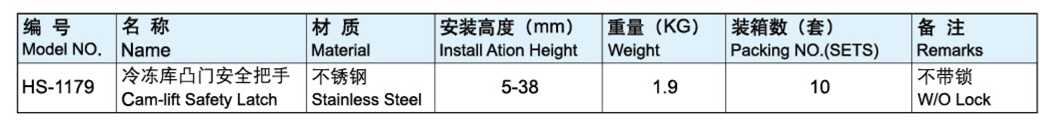 冷冻库凸门安全把手-1179